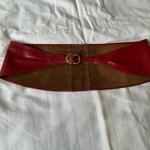 Elegant Red Leather Waist or Hip Belt
